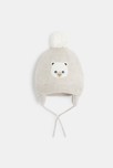 Bonnet maille tricot doublé polaire beige bébé garçon