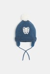 Bonnet maille tricot doublé polaire bleu bébé garçon