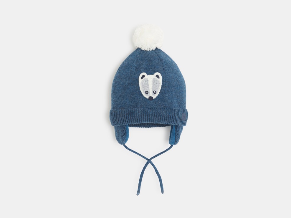 Bonnet maille tricot doublé polaire bleu bébé garçon 1