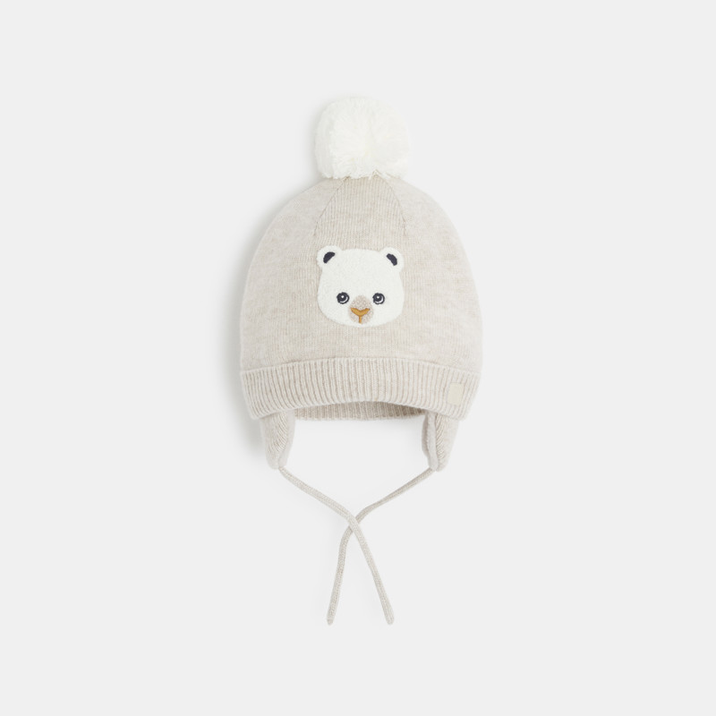 Strickmütze Fleecefutter beige Kleinkind Junge