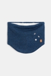 Snood tricot doublé soft boa animal bleu bébé garçon