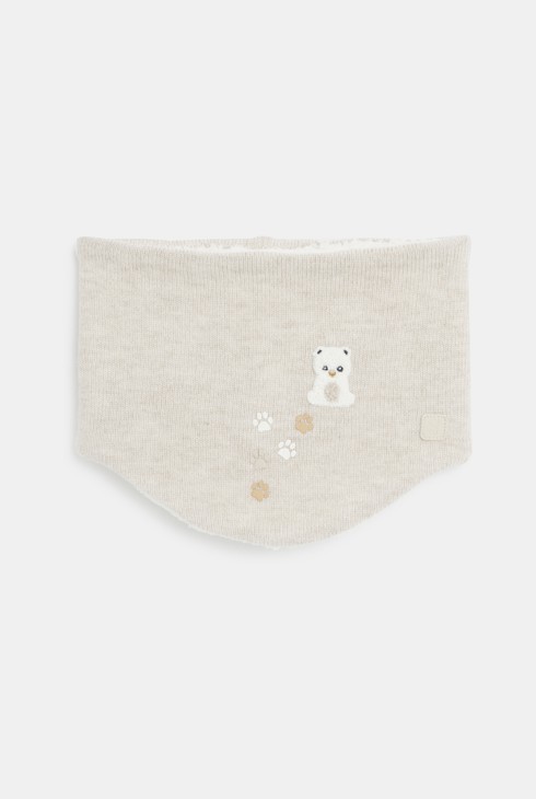 Snood tricot doublé soft boa animal beige bébé garçon 1