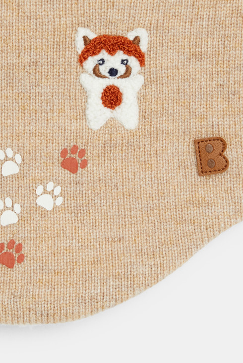 Podložen pleten šal snood iz mehkega flisa z živalskim motivom rjava dojenček deček 2