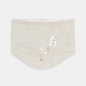 Snood tricot doublé soft boa animal beige bébé garçon
