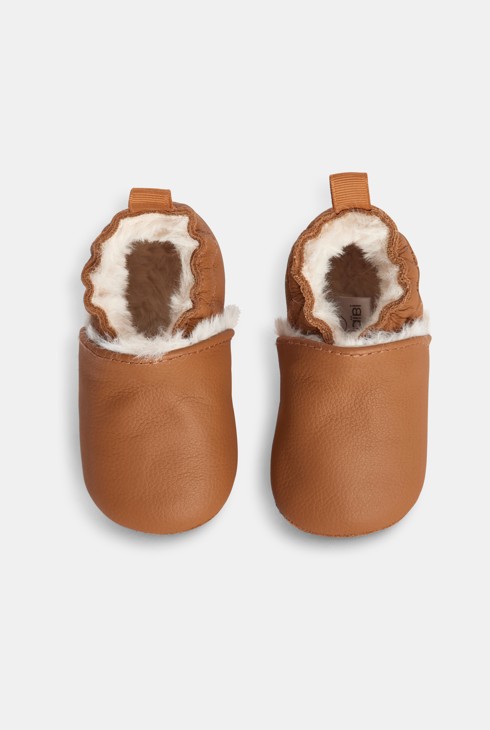 Schmiegsame, kuschelige Hausschuhe aus Leder Beige Geburt 2