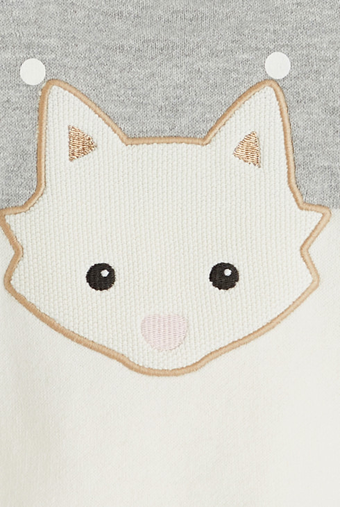 Pull tricot renard brodé gris bébé fille 2