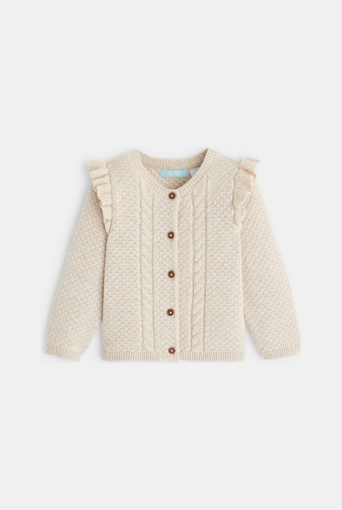 Weste mit Maschen und Zopfmuster Weiß Baby Mädchen 1