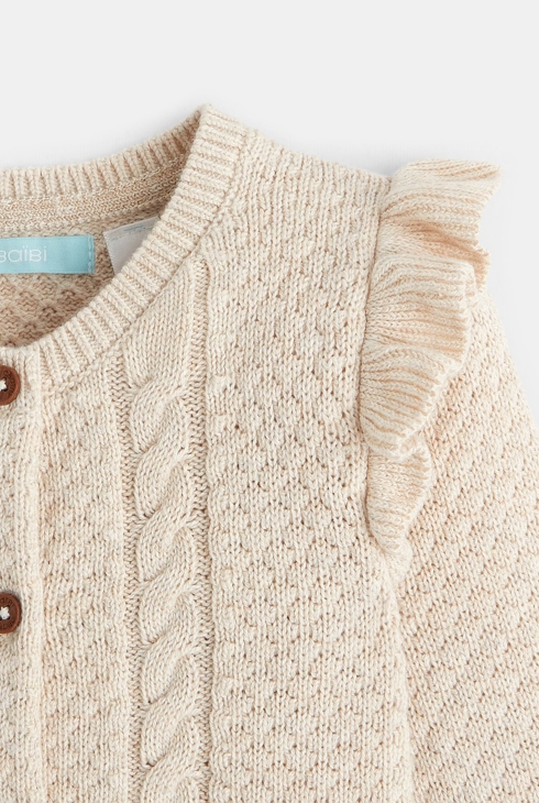Weste mit Maschen und Zopfmuster Weiß Baby Mädchen 2
