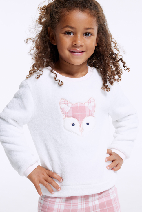 Topla in mehka dvodelna pižama bela deklica 1