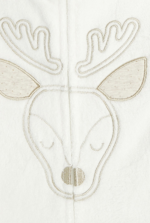 Combinaison-pyjama en polaire motif biche blanc fille