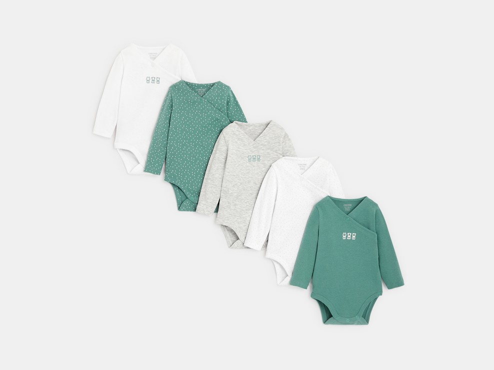 Body croisé (lot de 5) vert naissance 1