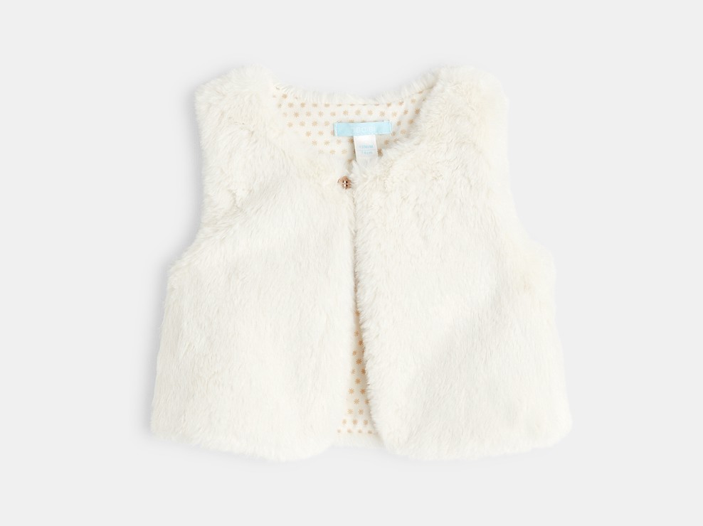 Weste aus Soft-Boa mit Blumenprint Weiß Baby Mädchen 2