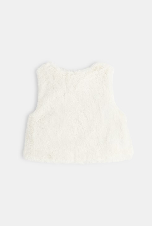 Gilet soft boa print floral blanc bébé fille
