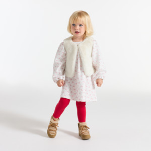 Weste aus Soft-Boa mit Blumenprint Weiß Baby Mädchen