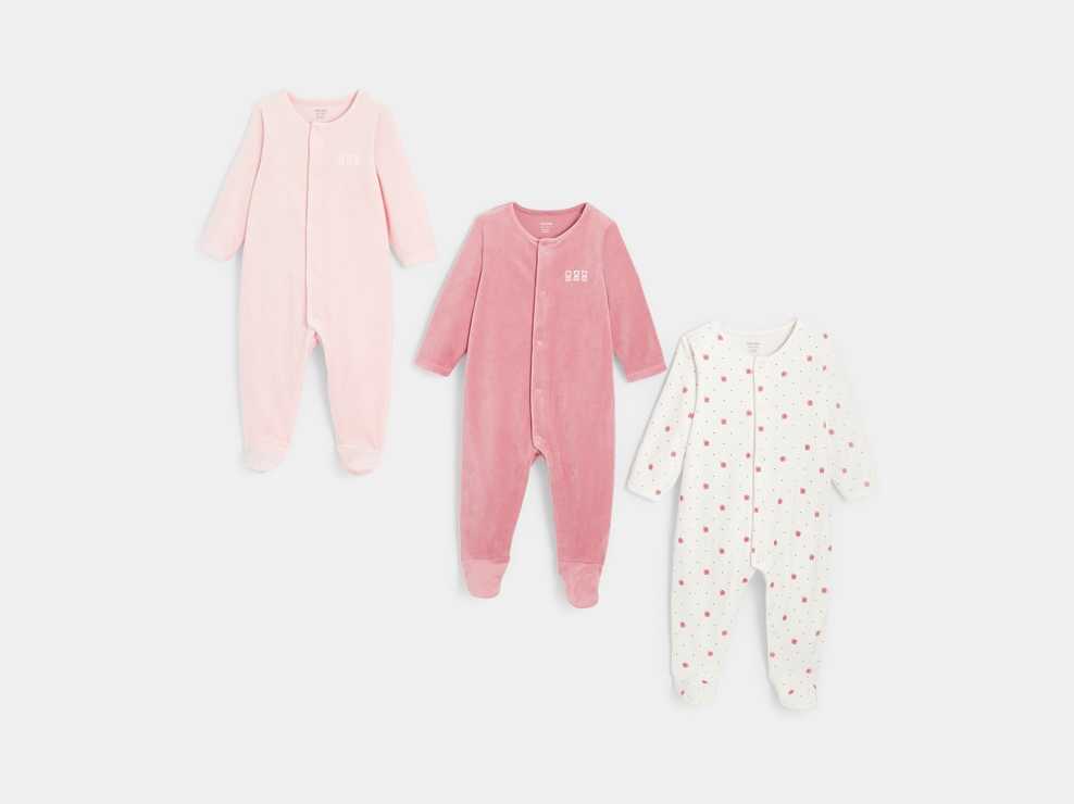 Dors-bien velours (lot de 3) rose naissance 1