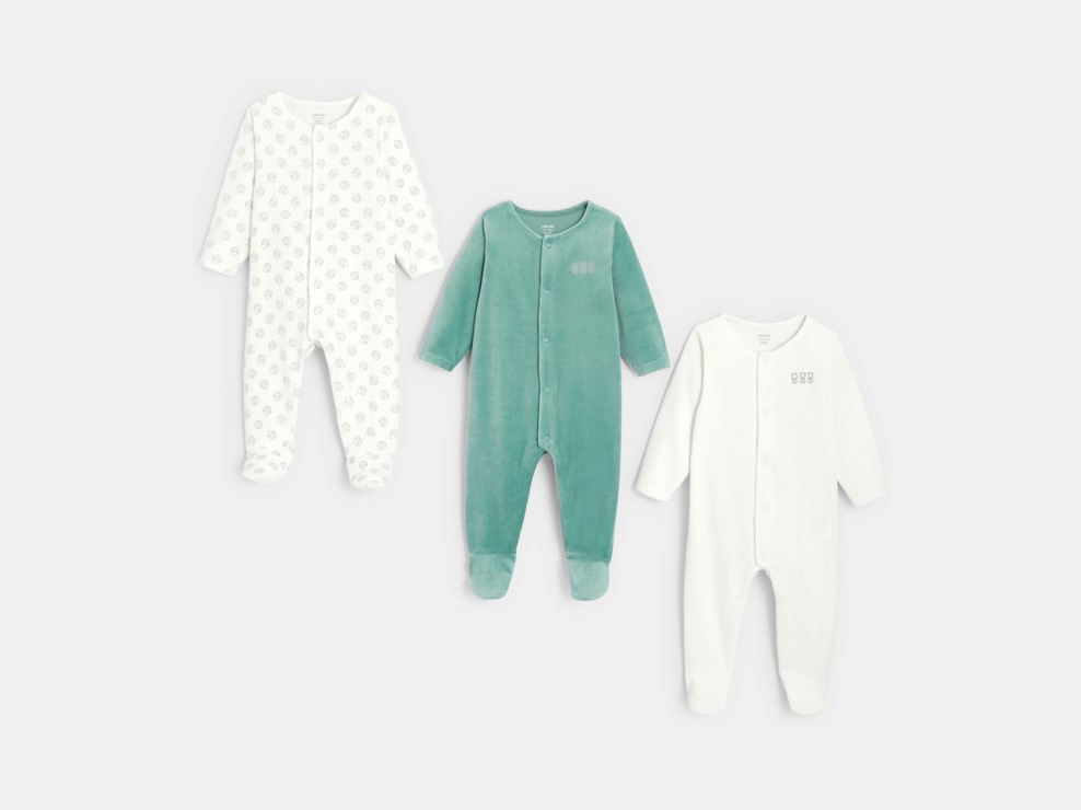 Dors-bien velours (lot de 3) blanc naissance 1