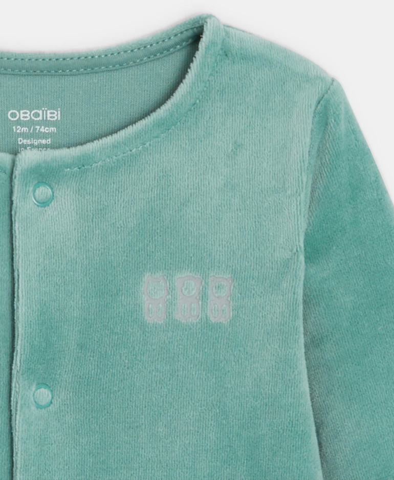 Welurowy pajacyk (3 sztuki) biały noworodek 2