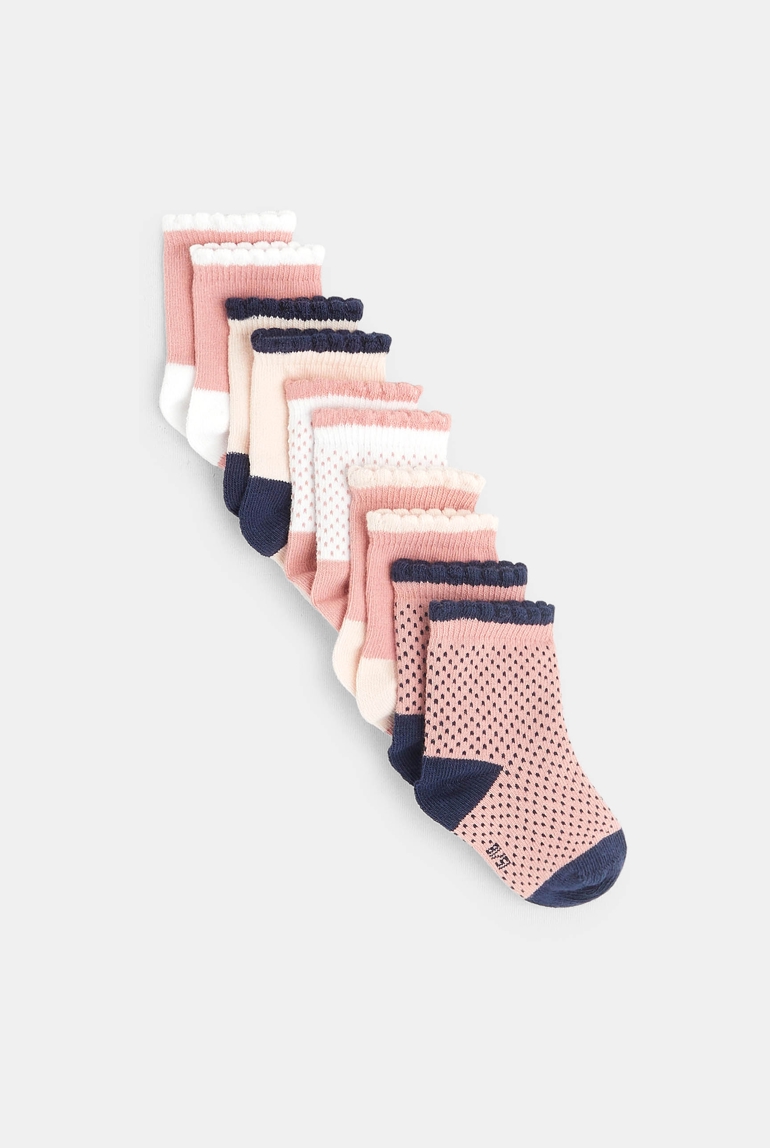Chaussettes festonnées (lots de 5) roses bébé fille 1