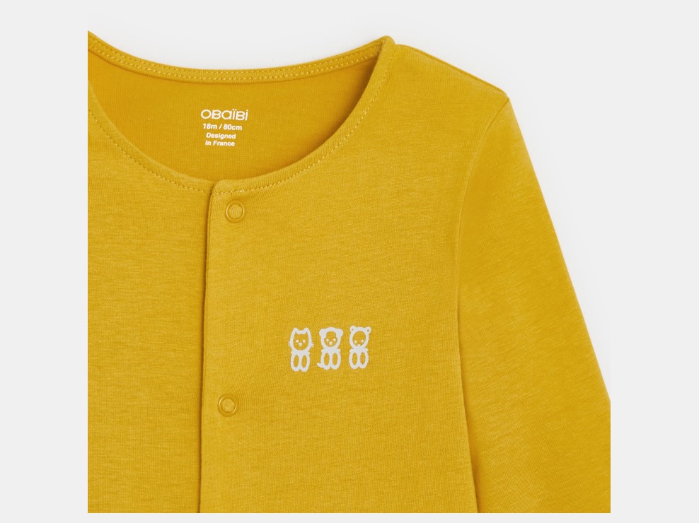 Strampler aus Baumwolljersey Bären (3er-Pack) Weiß Geburt 2