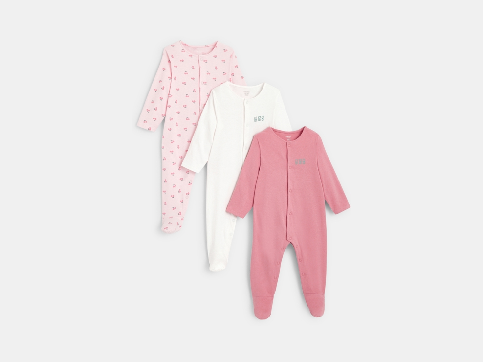 Dors-bien jersey de coton cerises (lot de 3) rose naissance 1