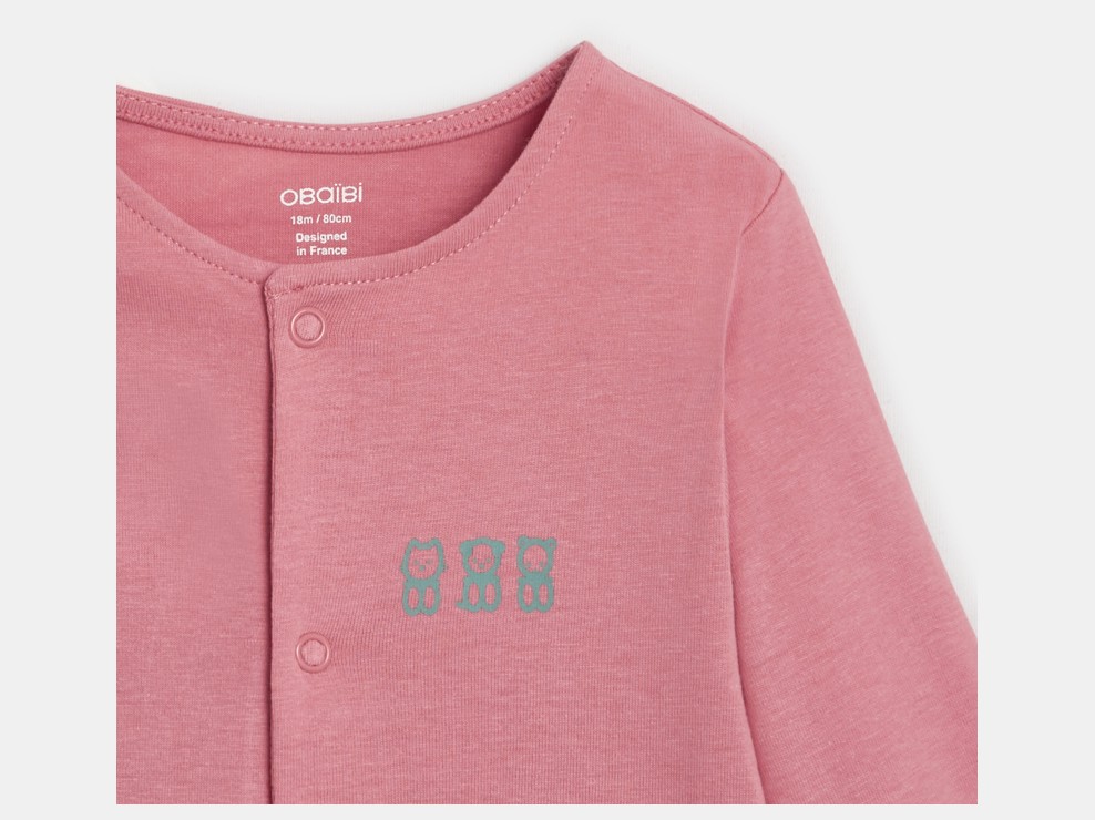 Tutina pigiama in jersey di cotone ciliegie (set di 3 pezzi) rosa neonati 2