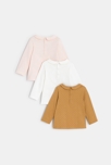 Effen T-shirt met claudinekraag (set van 3) roze babymeisje 3