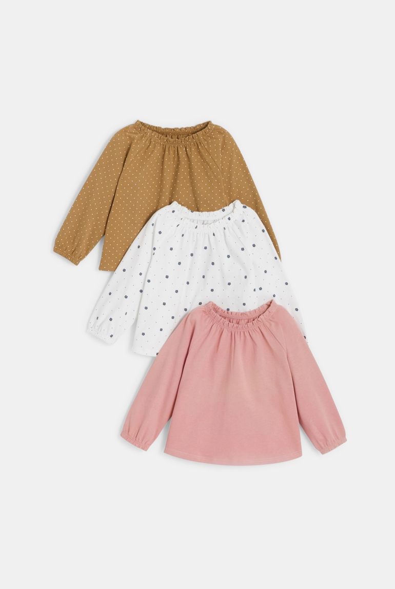 Blusa con cuello elástico (pack de 3) rosa bebé niña 1
