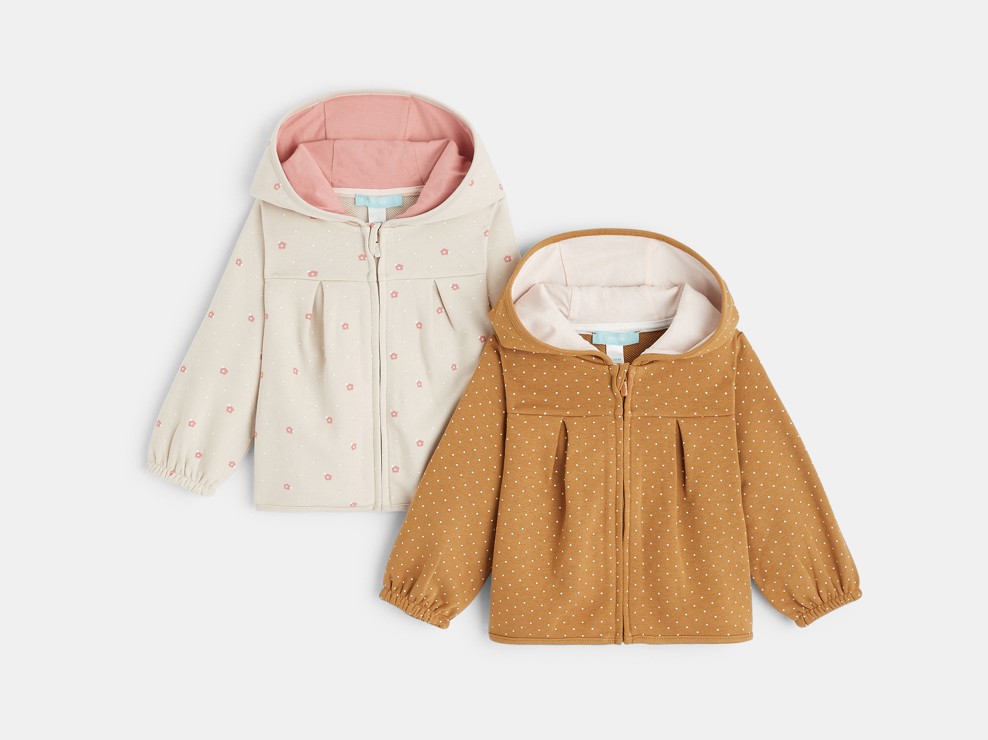 Sweat zippé à capuche molleton (lot de 2) rose bébé fille 1