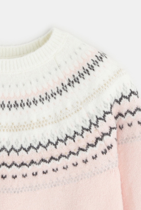Jacquard-Pullover mit Rundhalsausschnitt Rosa Mädchen 2
