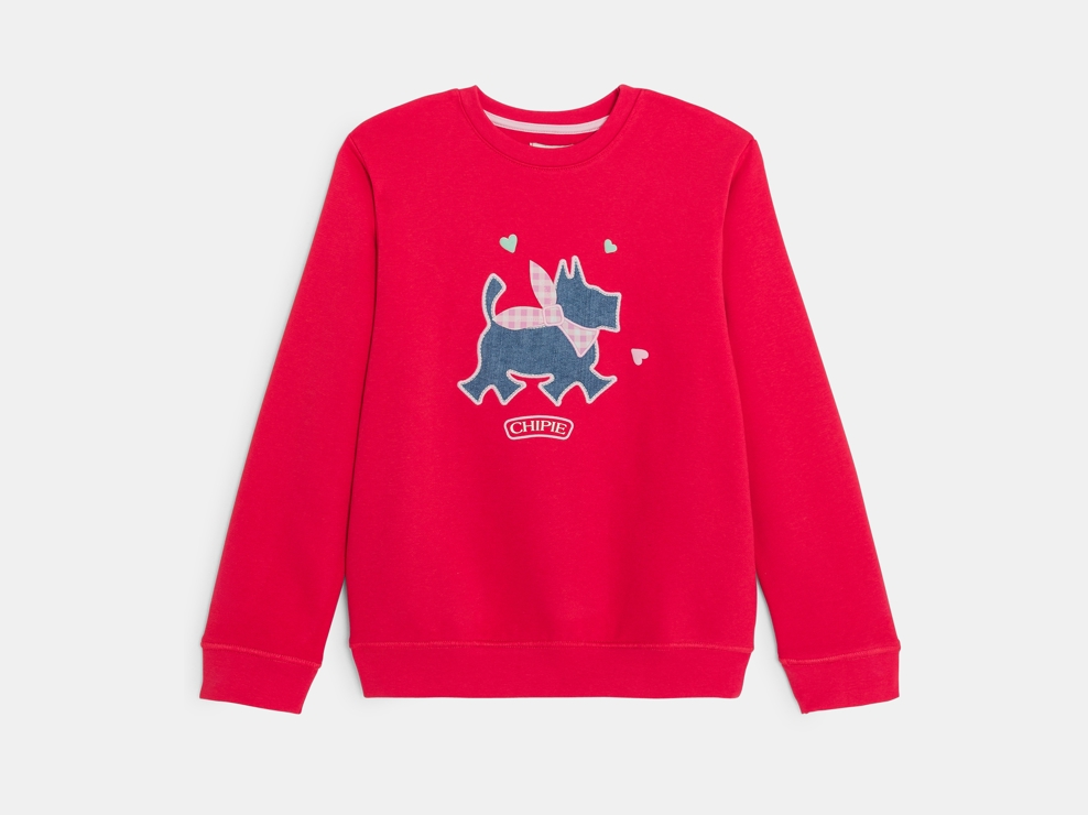 Sweat scottish brodé rouge Chipie fille 1