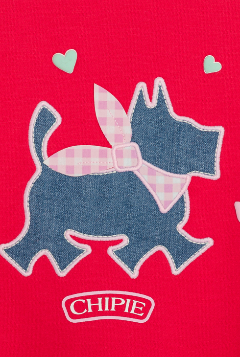 Rotes Sweatshirt mit aufgesticktem Scottish Terrier Chipie Mädchen