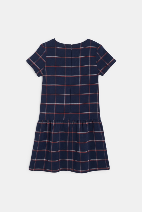 Robe manches courtes à carreaux rouge fille