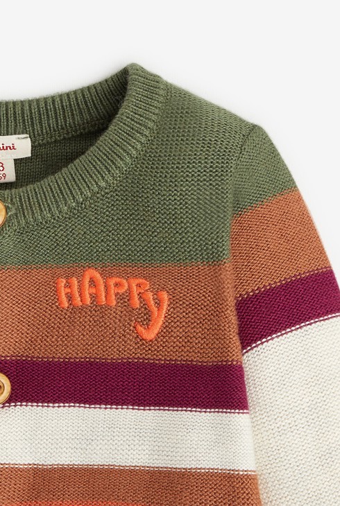 Gilet rayé bébé garçon en coton recyclé gris Catimini 2