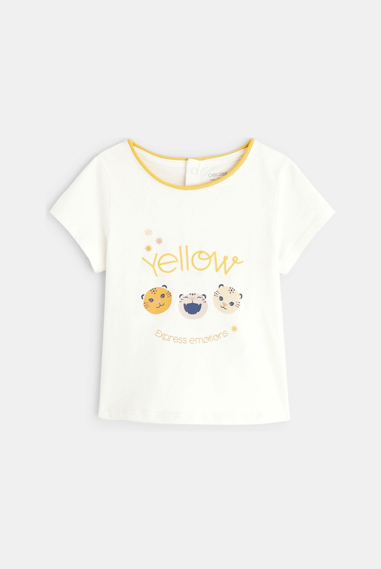 T-shirt Yellow tigres blanc bébé fille 1