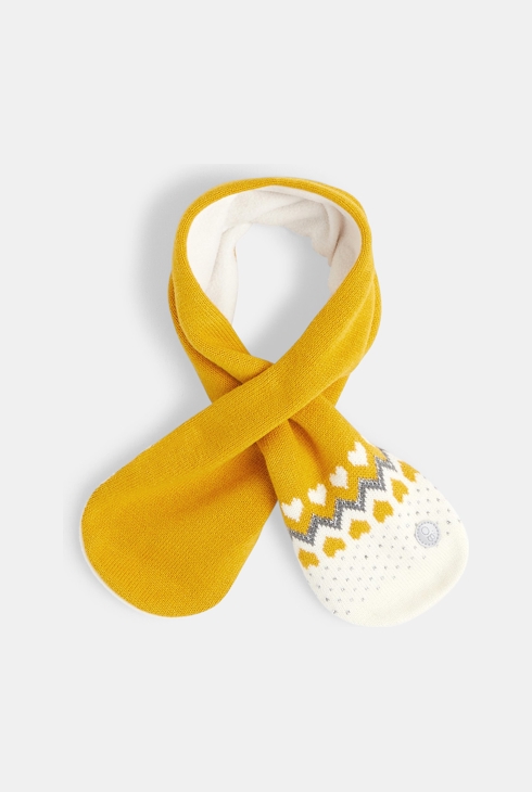 Strickschal aus Jacquard, gefüttert Gelb Baby Mädchen 1