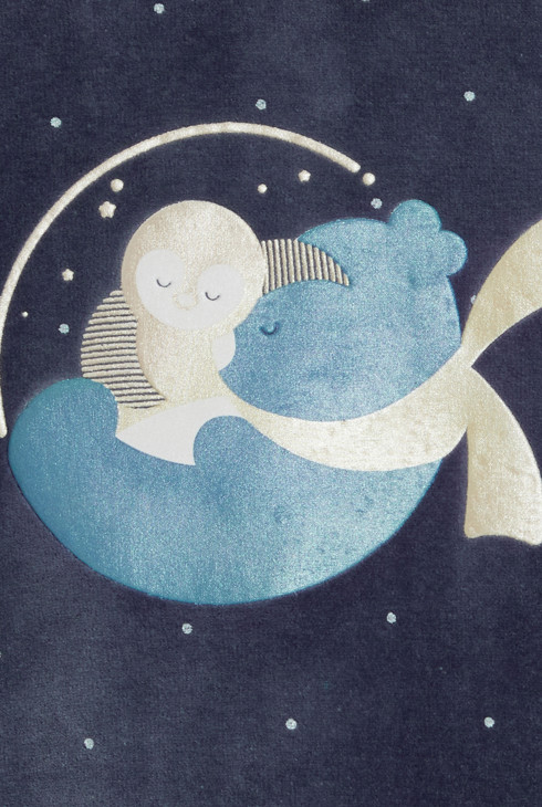 Dors-bien velours ours et pingouin bleu bébé fille 2