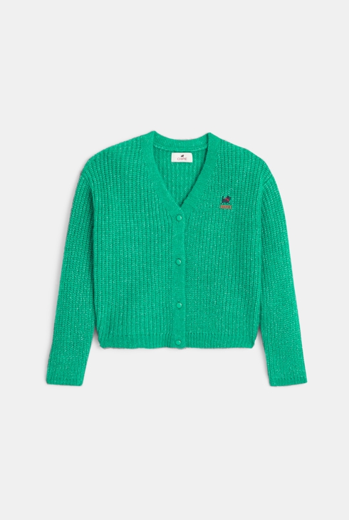 Chaqueta de punto azul en verde de niña 1