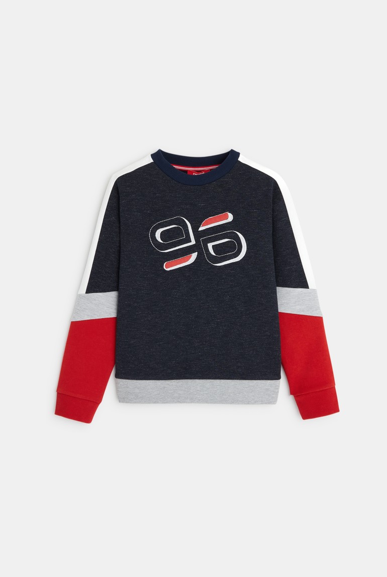 Felpa tricolore "96" blu bambino 1