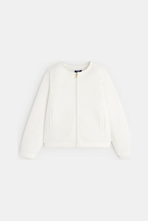 Sweat-shirt doublé en polaire sherpa blanc fille 1