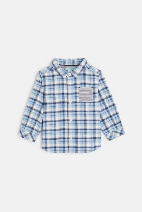 Karohemd aus Doppeljersey Blau Baby Jungen 1