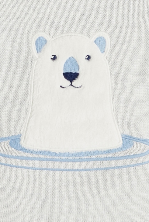 Strickpullover mit Eisbär-Patch Grau Baby Jungen 2