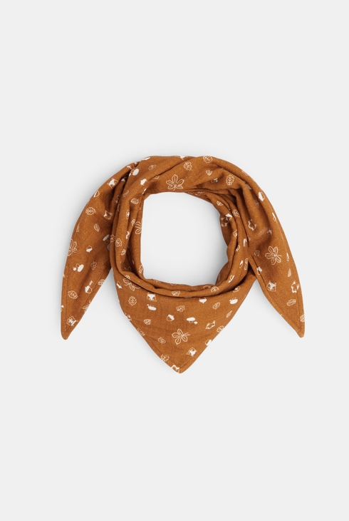 Šal iz bombažne tetra tkanine s potiskom živali rjava dojenček deček 1