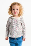 Bloesje met print en geplooid kraagje voor babymeisjes 1
