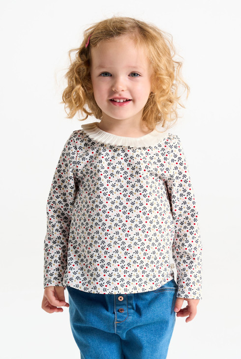 Blouse imprimée col plissé bébé fille 1