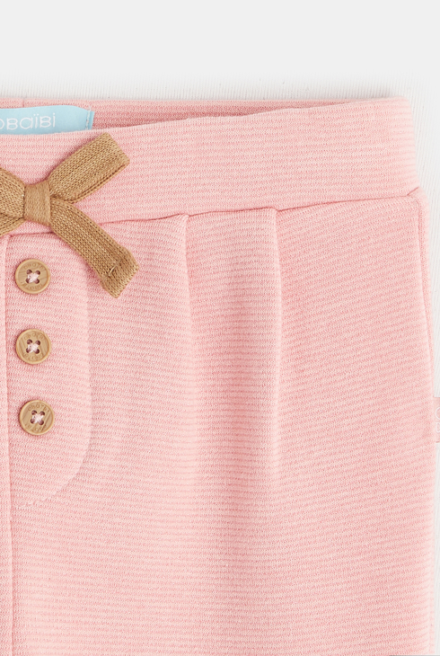 Ciepłe spodnie dresowe w drobne paski różowy niemowlę dziewczynka 2