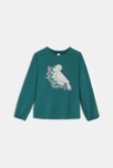 T-shirt à motif brodé oiseau vert fille