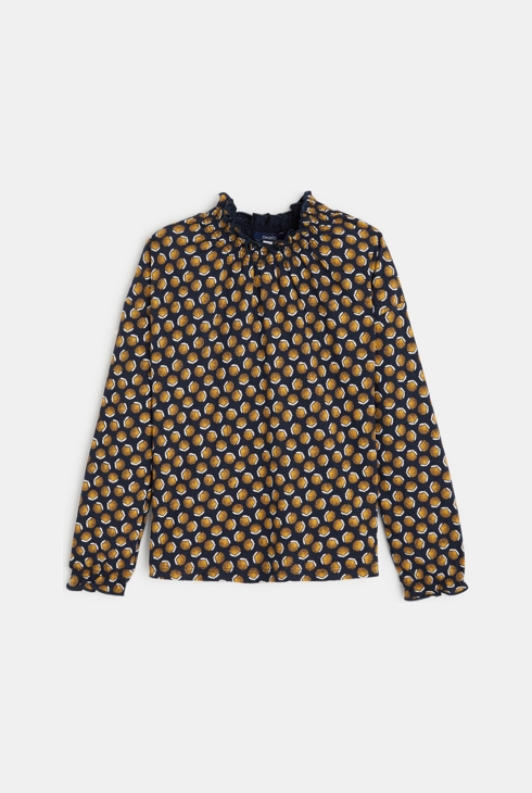 Potiskana majica z dolgimi rokavi modra deklica 1