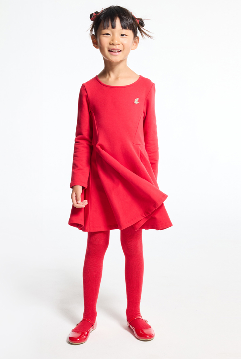 Sukienka z dzianiny czerwony dziewczynka 1