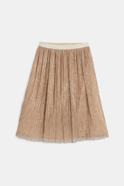 Langer, ausgestellter Lamé-Rock Braun Mädchen 1