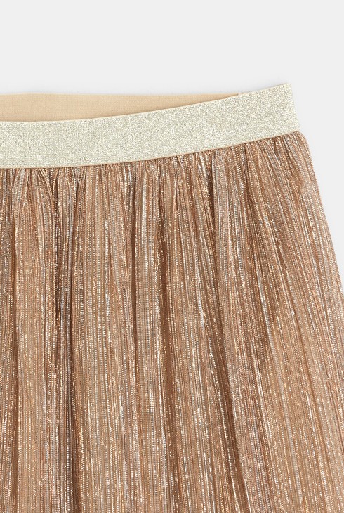 Langer, ausgestellter Lamé-Rock Braun Mädchen 2